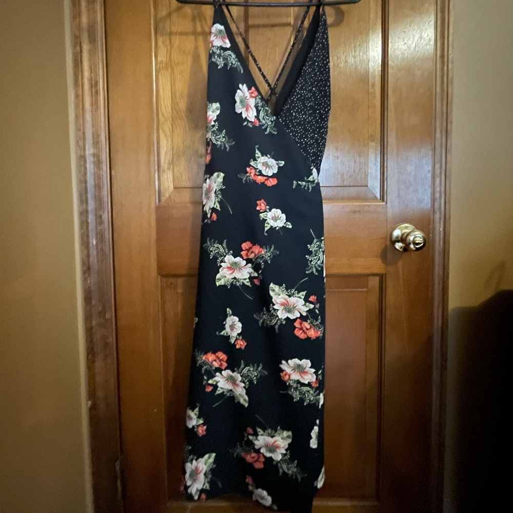 Topshop Floral and Polkadot Wrap Dress
